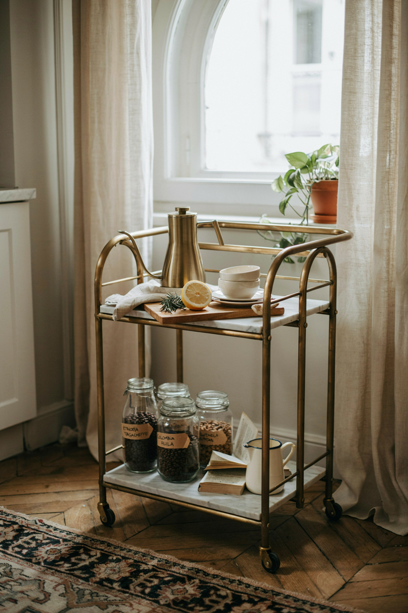 Vintage Coffee Cart on Wheels