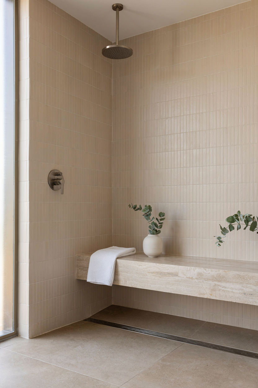 Walk-In Shower with Floating Bench