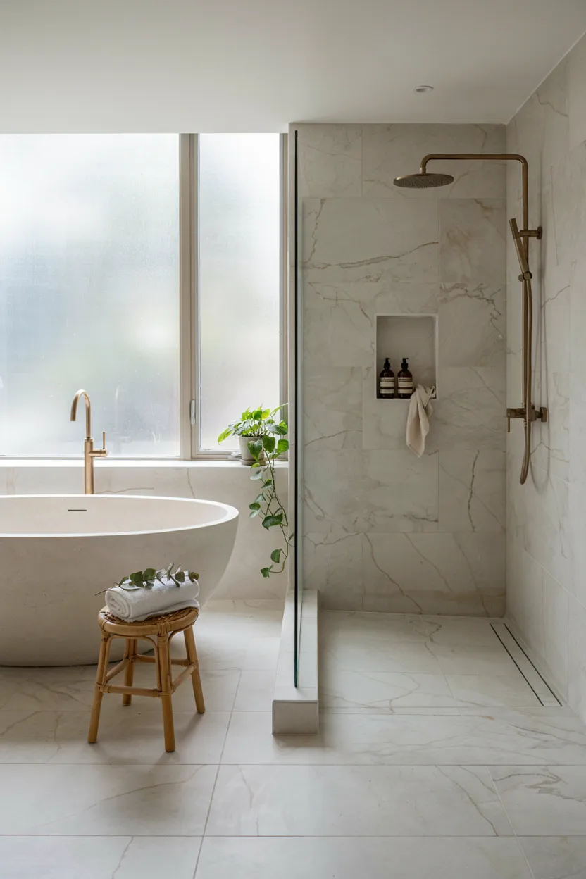  Walk-In Shower with Freestanding Tub Combo
