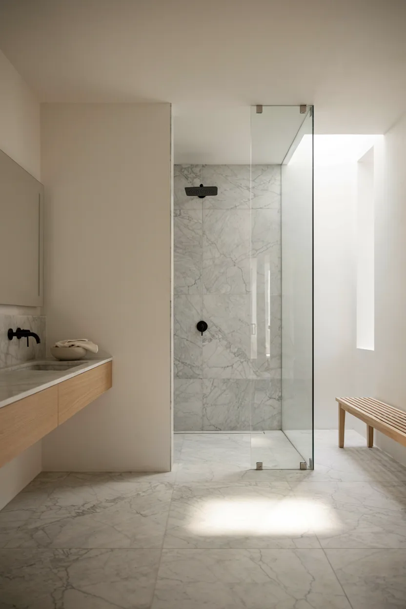 Walk-In Shower with Glass Partition
