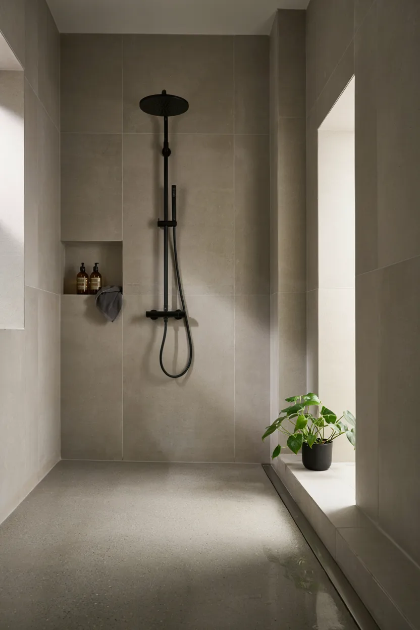 Walk-In Shower with Large Format Tile