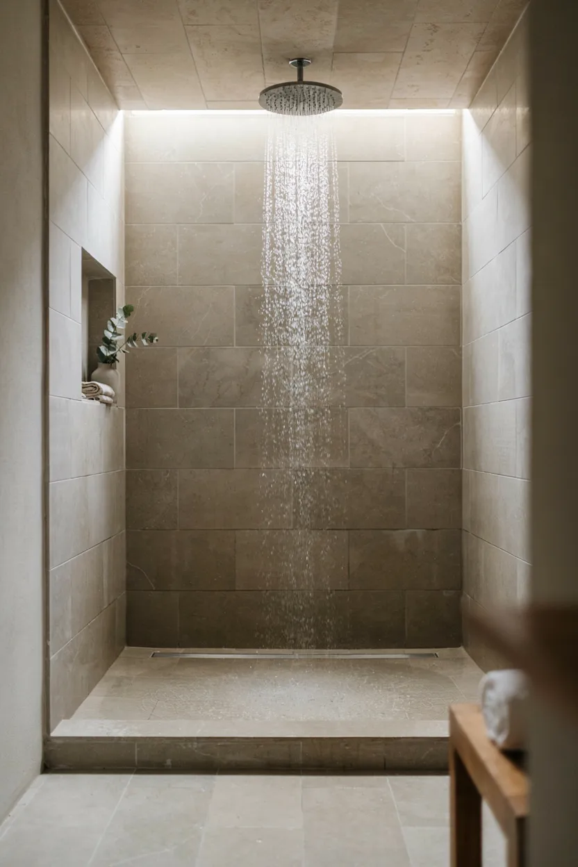 Walk-In Shower with Rainfall Showerhead