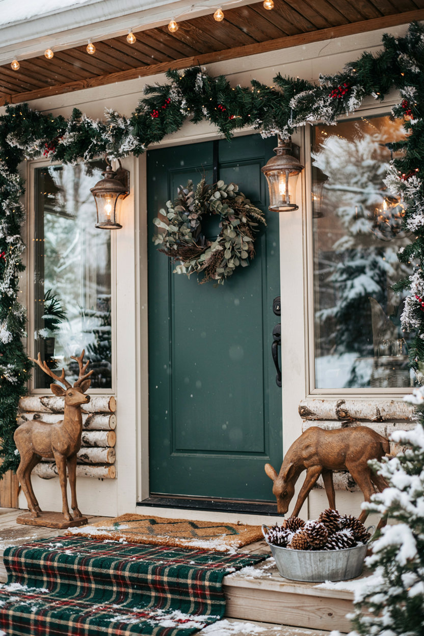 Woodland Winter Porch with Deer Accents