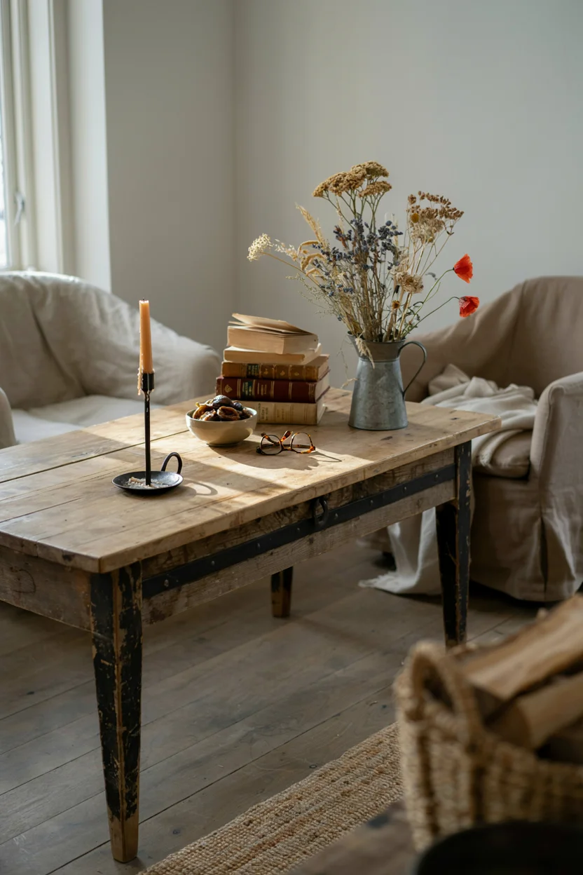 Antique Farm Table Centerpiece