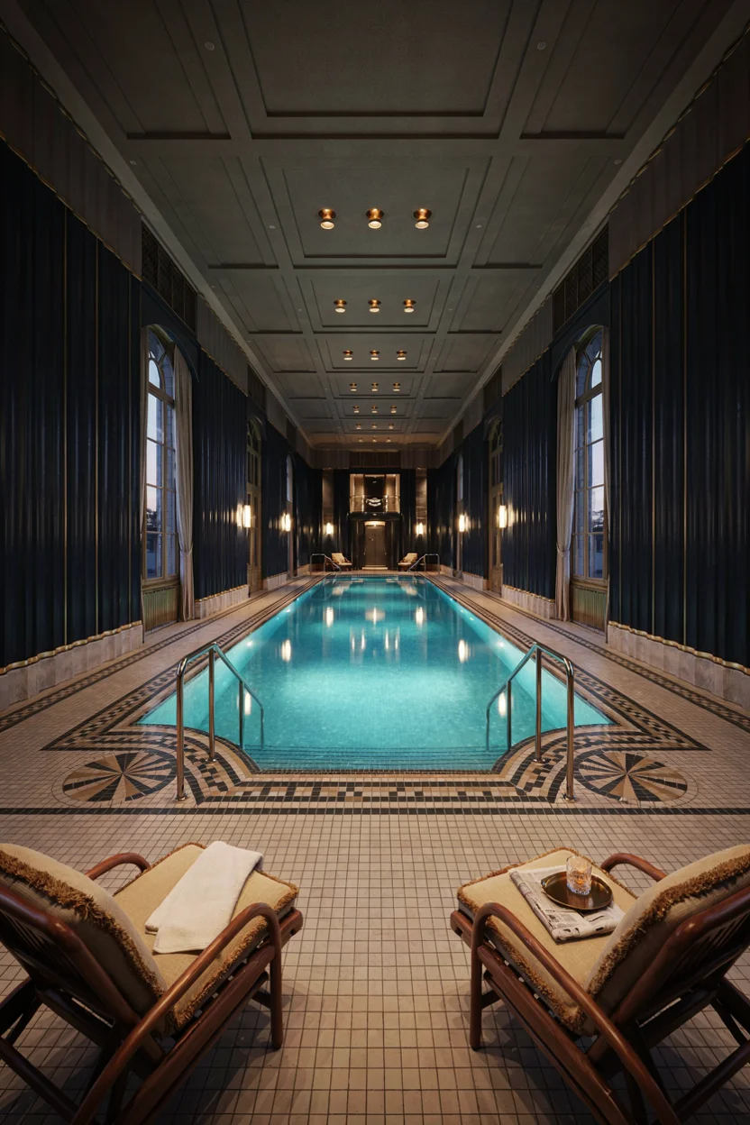 Art Deco Pools With Geometric Tile Details