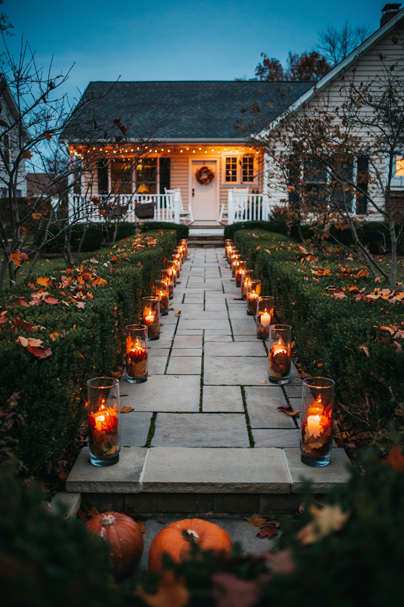 Autumn Leaf Pathway Lanterns