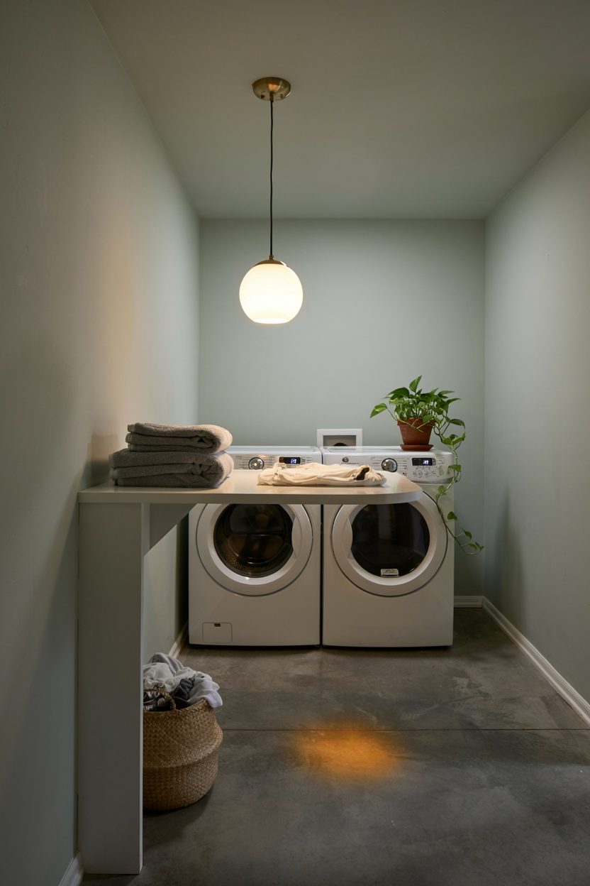  Basement Laundry Room with Task Lighting