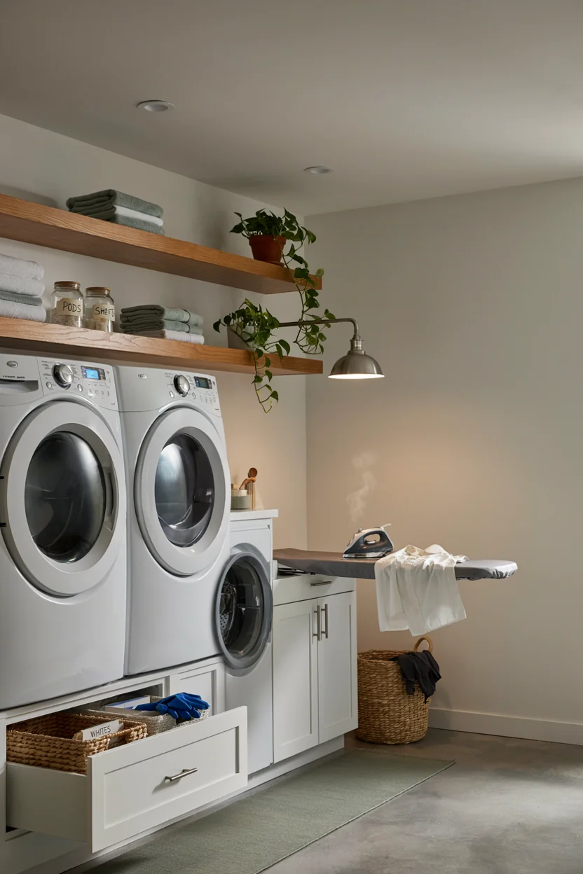  Basement Laundry with Built-In Ironing Station