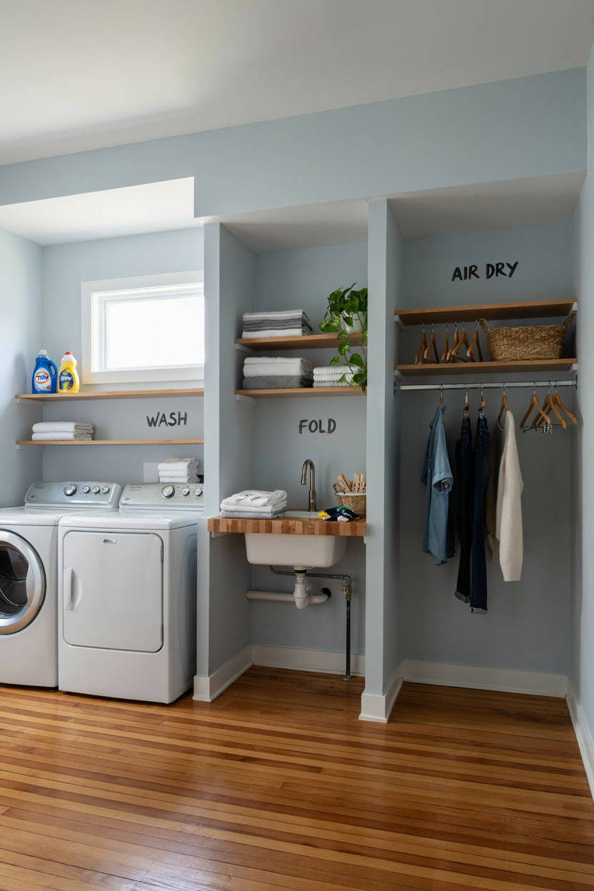 Basement Laundry with Multi-Zone Layout