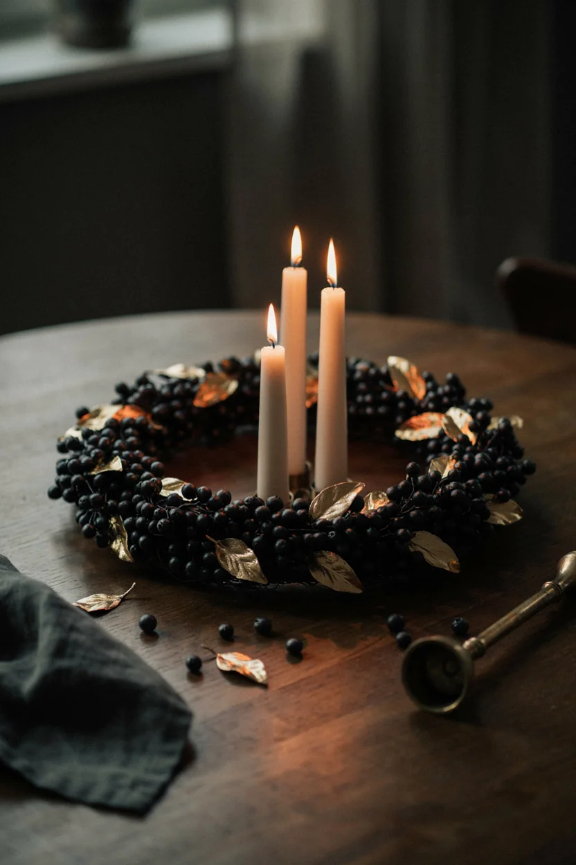 Black and Gold Berry Wreath