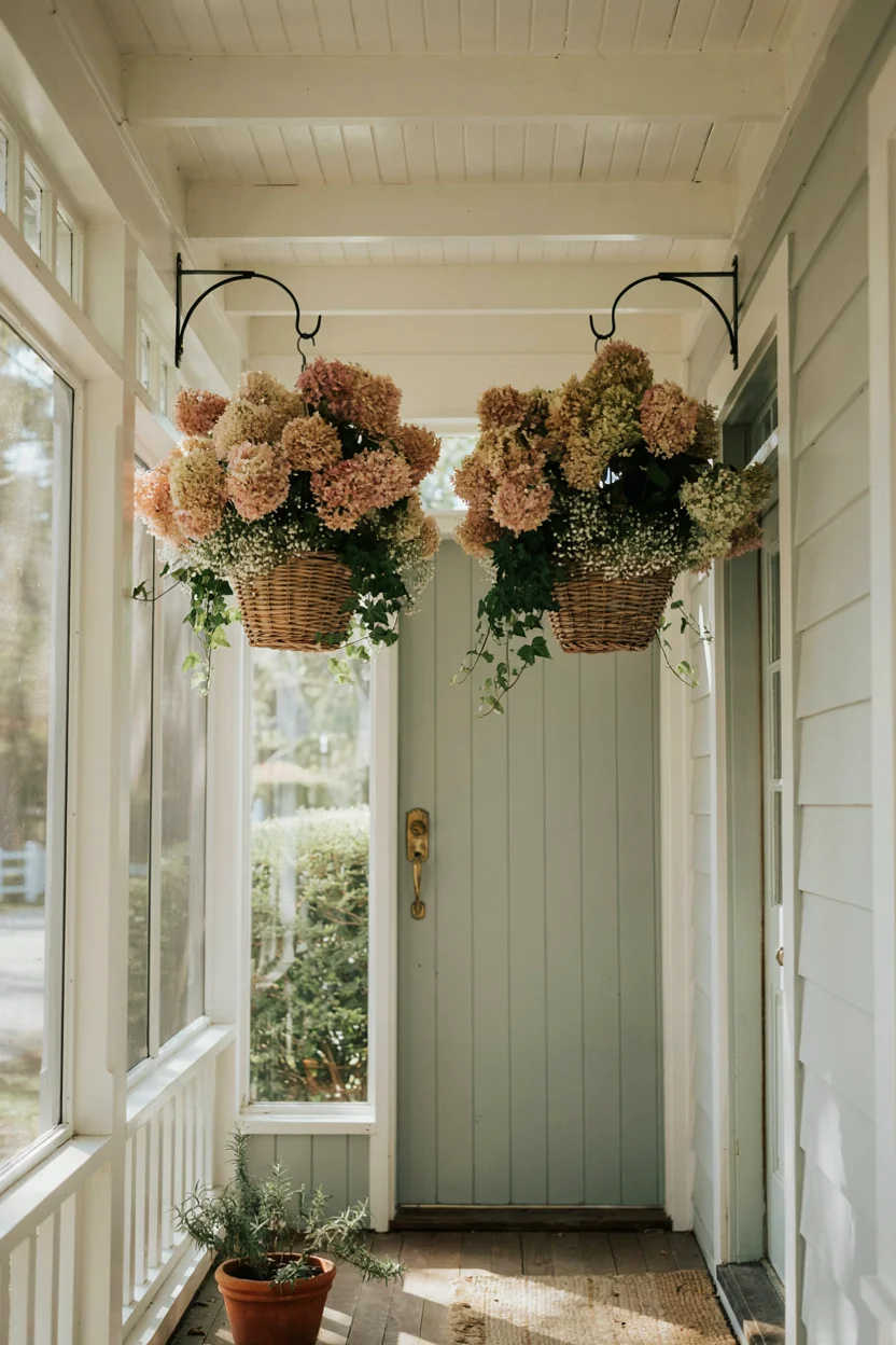 Blush Pink Hydrangea Baskets