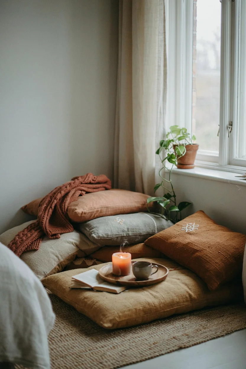 Boho Bedroom with Floor Cushions