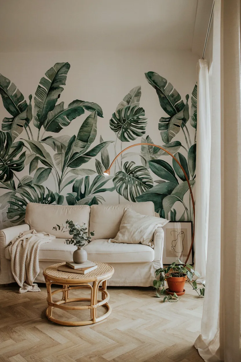 Botanical Leaf Print Wallpaper