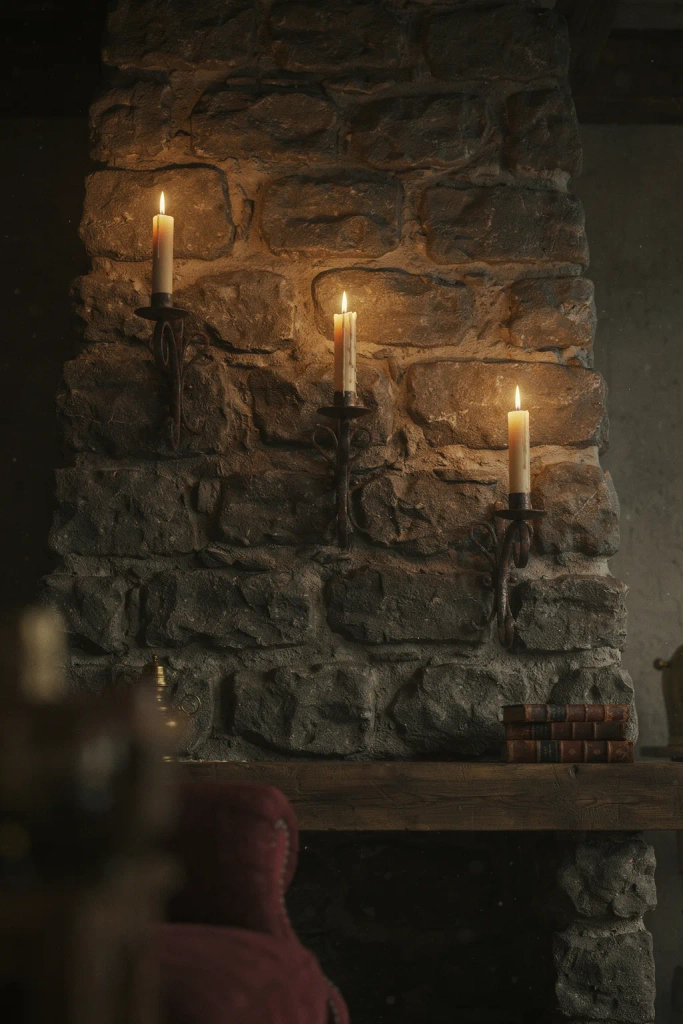 Candle Sconces Mounted on the Chimney Breast