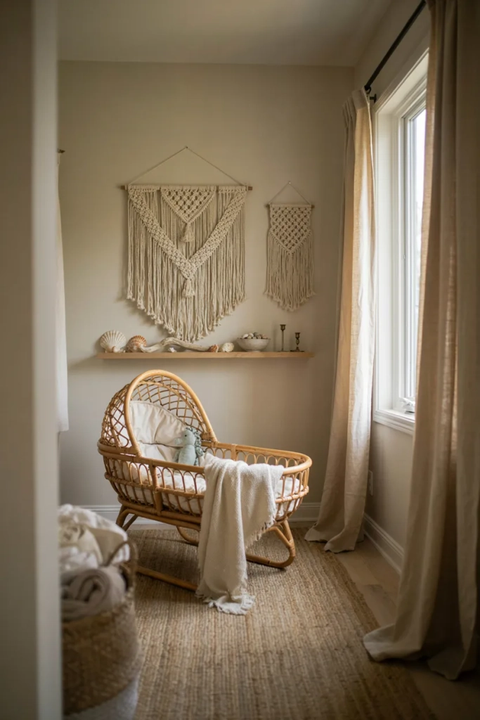  Coastal Boho Nursery with Natural Textures