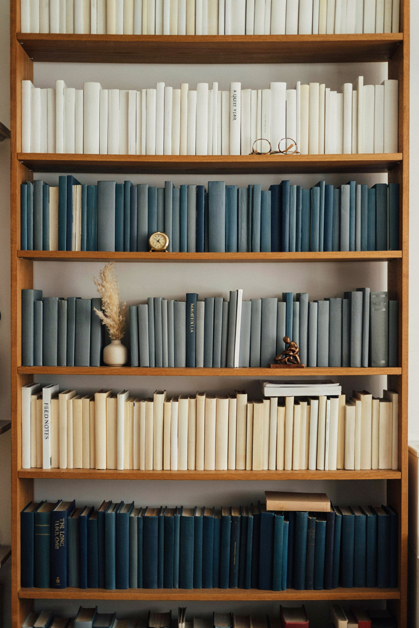 Color-Coded Book Arrangement  Bookshelf Styling Ideas