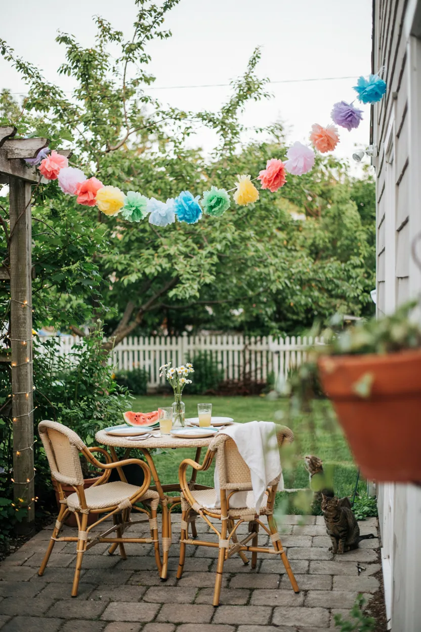 Colorful Pom-Pom Garland Décor