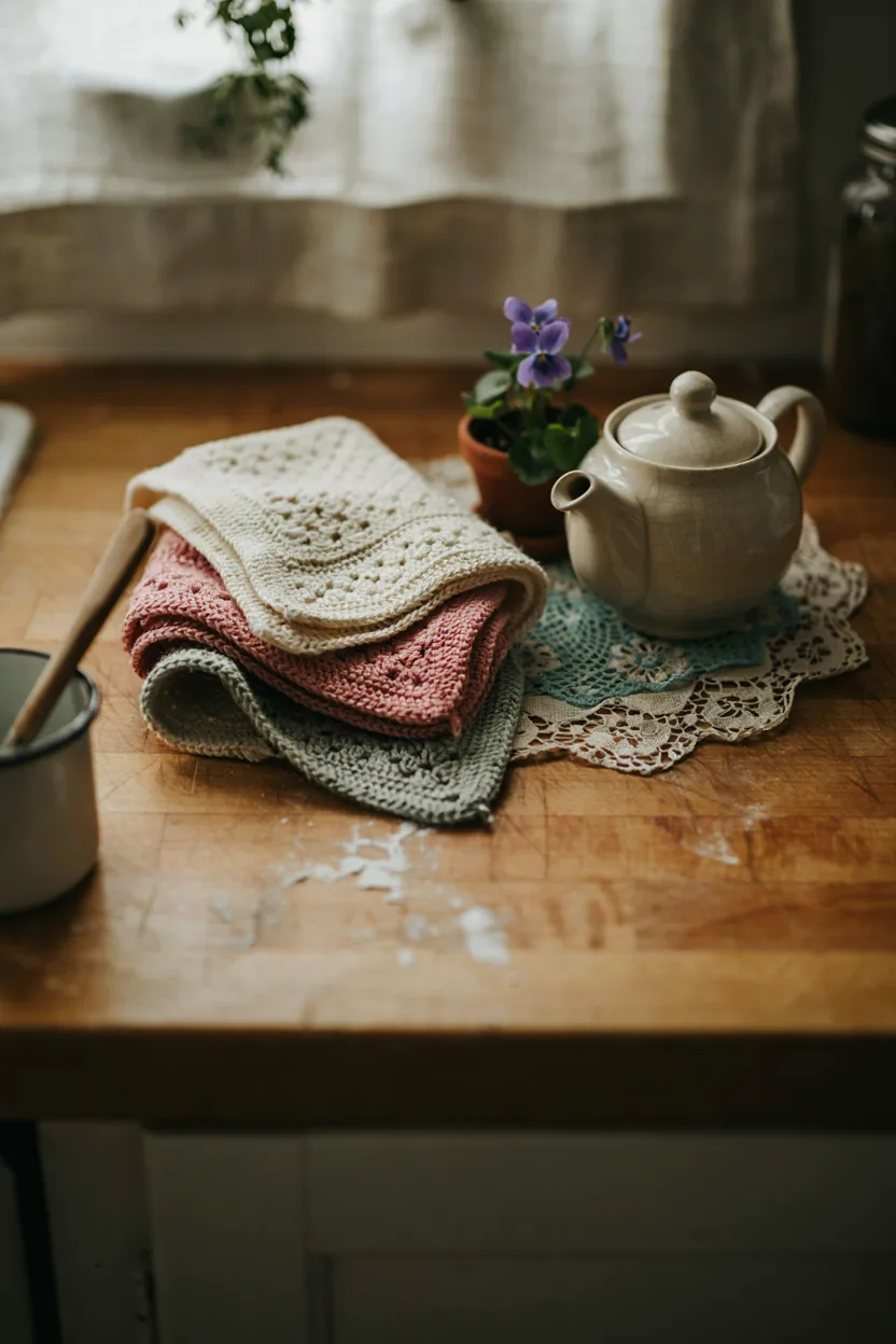 Crocheted Dish Towels & Doilies