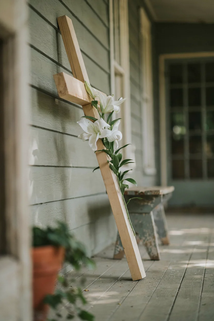 Cross and Lily Display