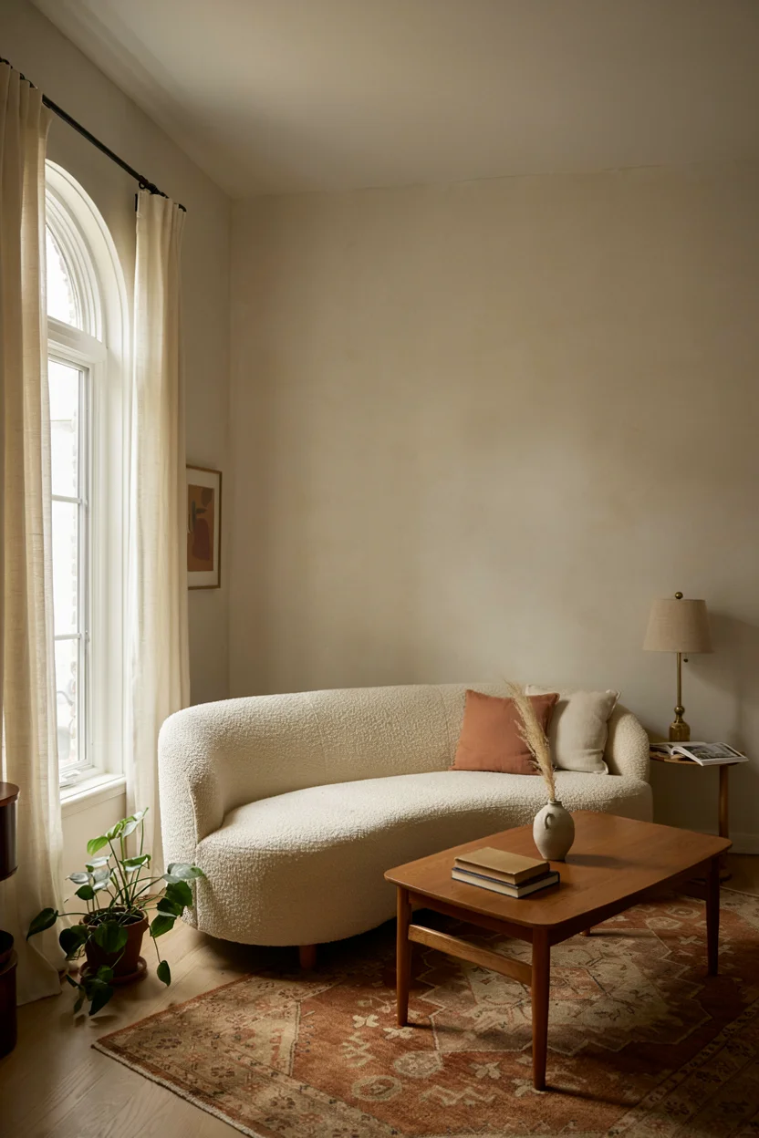 Curved Boucle Sofa Seating