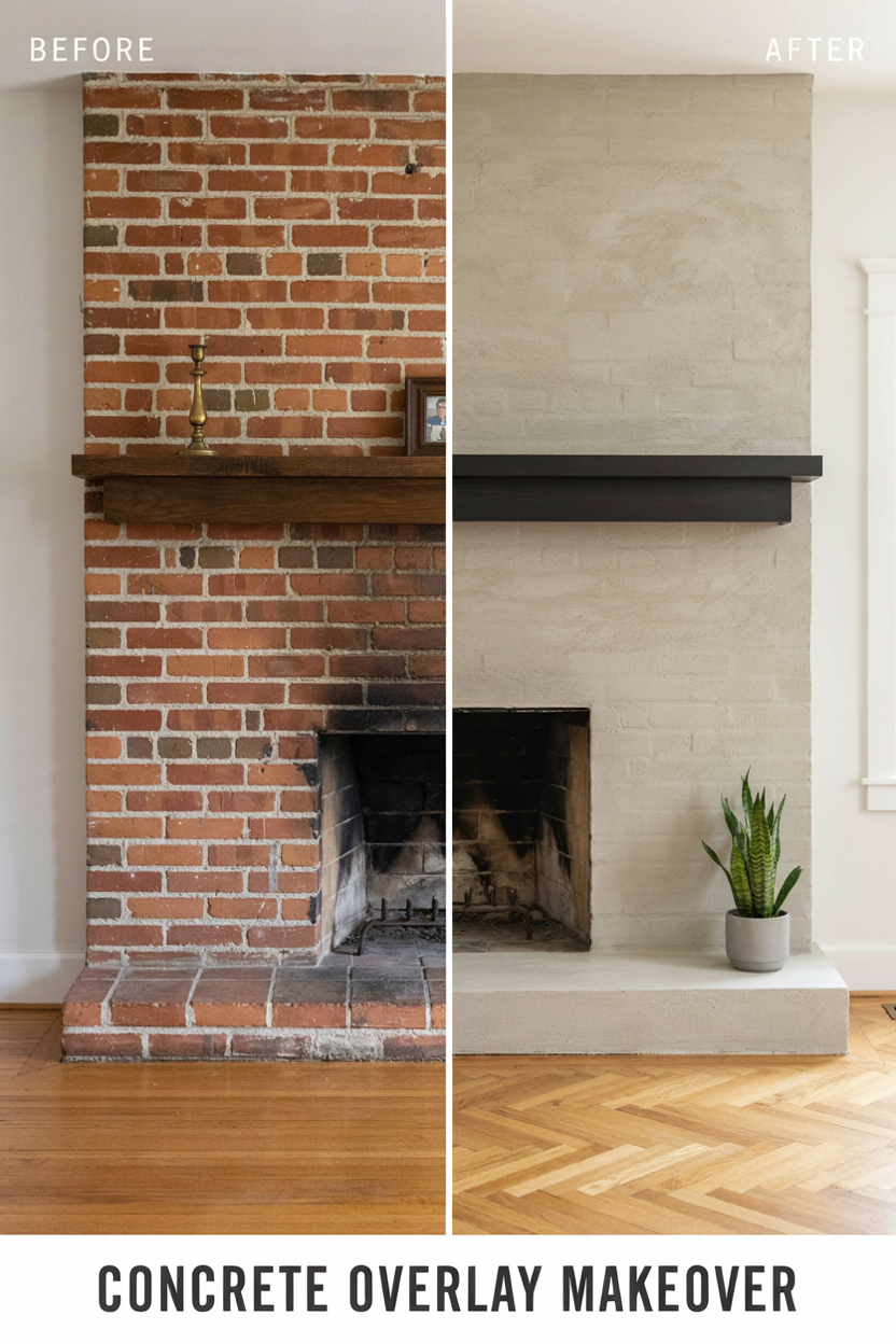 DIY Concrete Fireplace Makeover Ideas