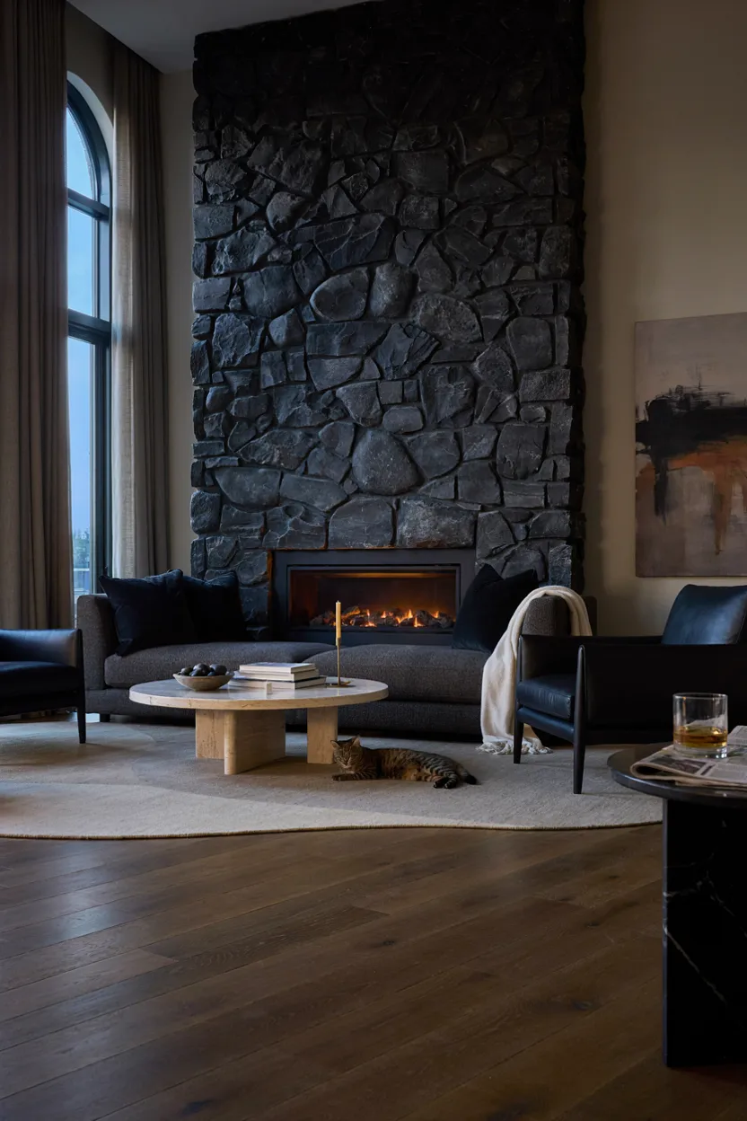 Dark River Rock Fireplace