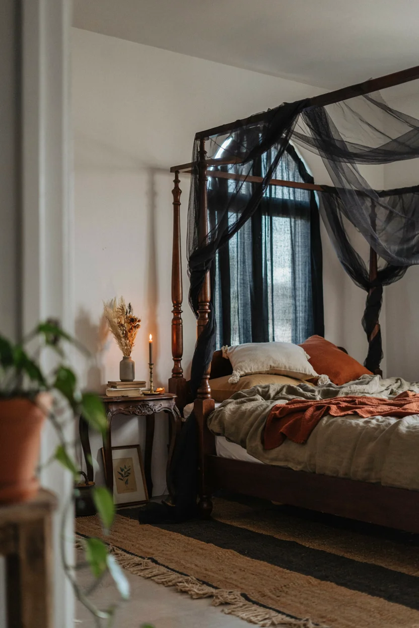 Dark Wood Four-Poster Frame
