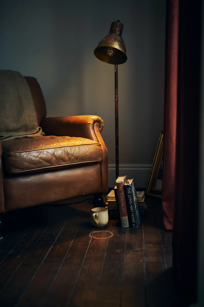  Dim Amber Lighting Softens the Whole Space