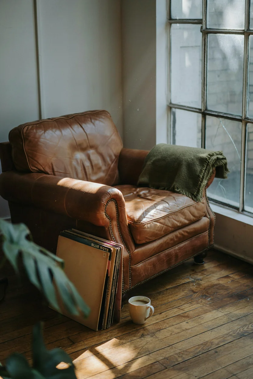  Distressed Leather Furniture Sets the Mood