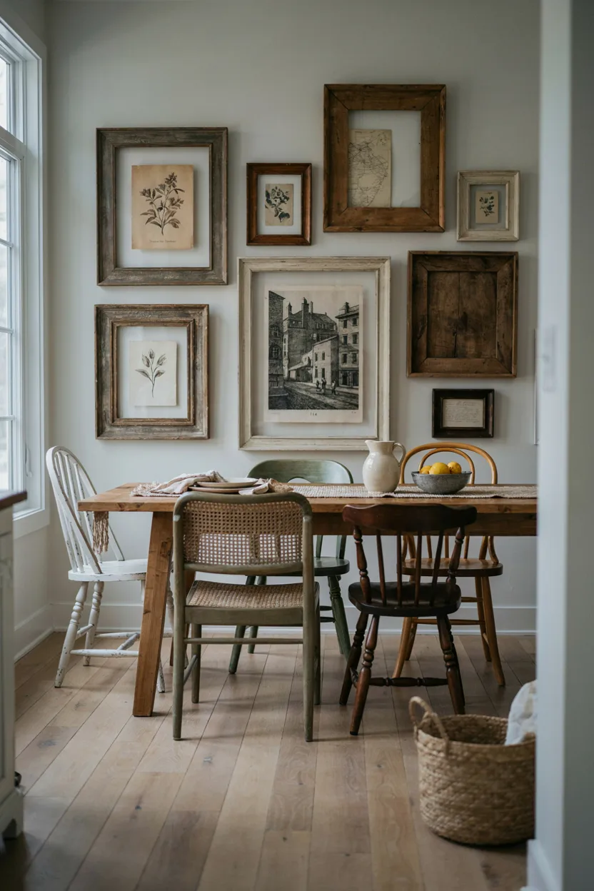 Distressed Wood Frame Gallery Wall