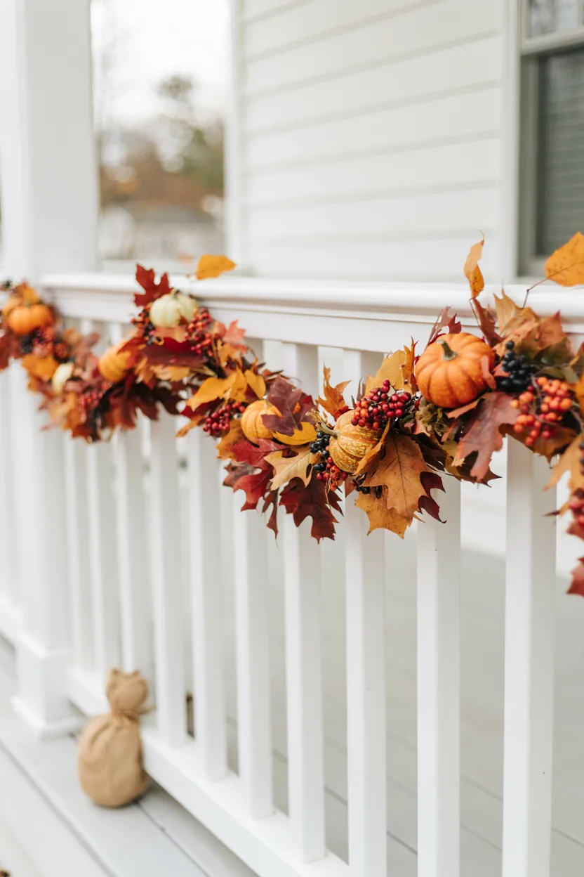  Fall Garland Along the Porch Railing
