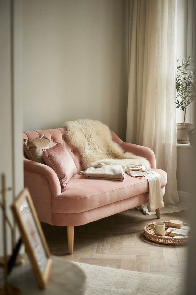 Faux Fur Throw on a Multi-Purpose Chaise