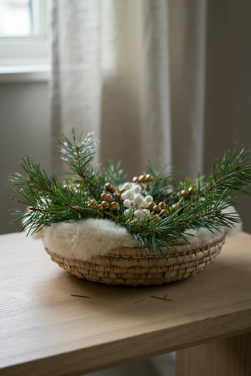 Faux Fur and Pine Bowl
