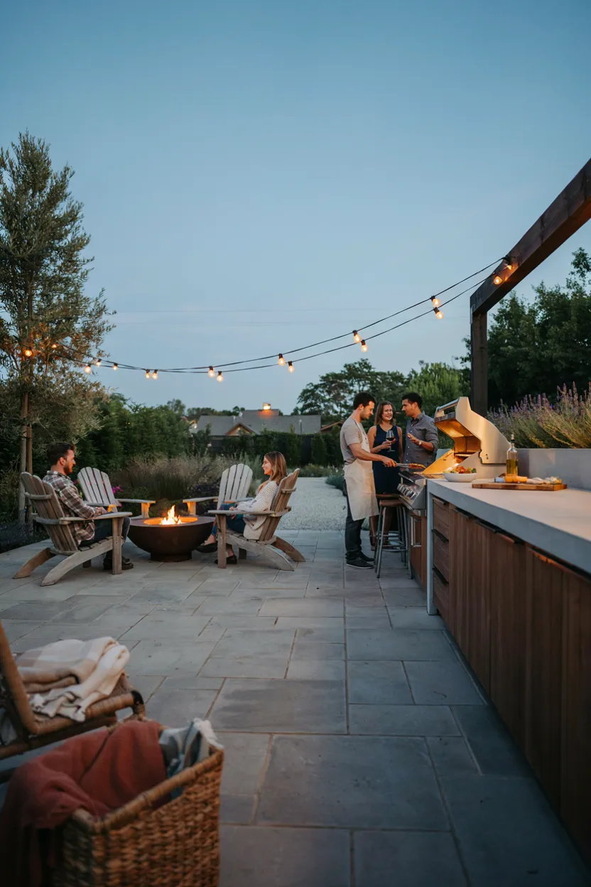 Fire Pit with Outdoor Kitchen