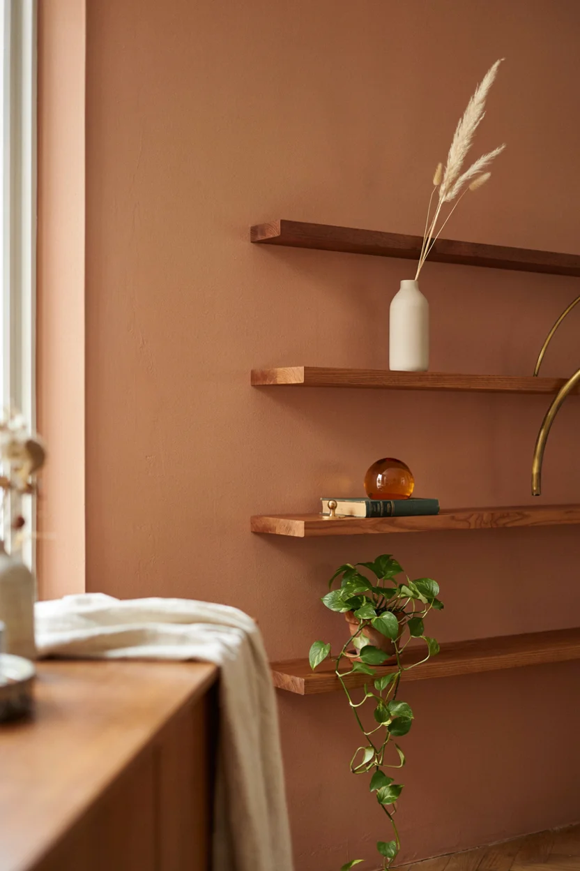 Floating Wood Shelving Display