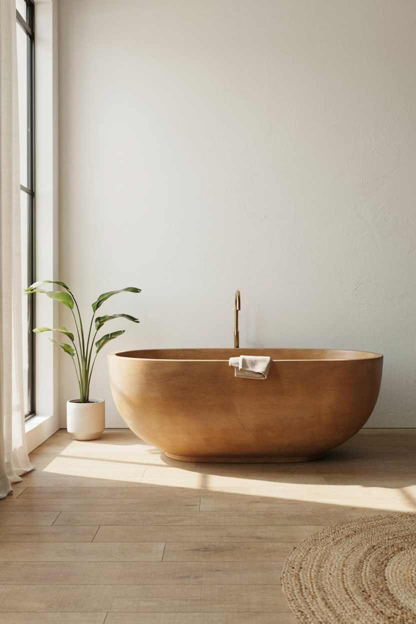 Freestanding Wood-Look Soaking Tub