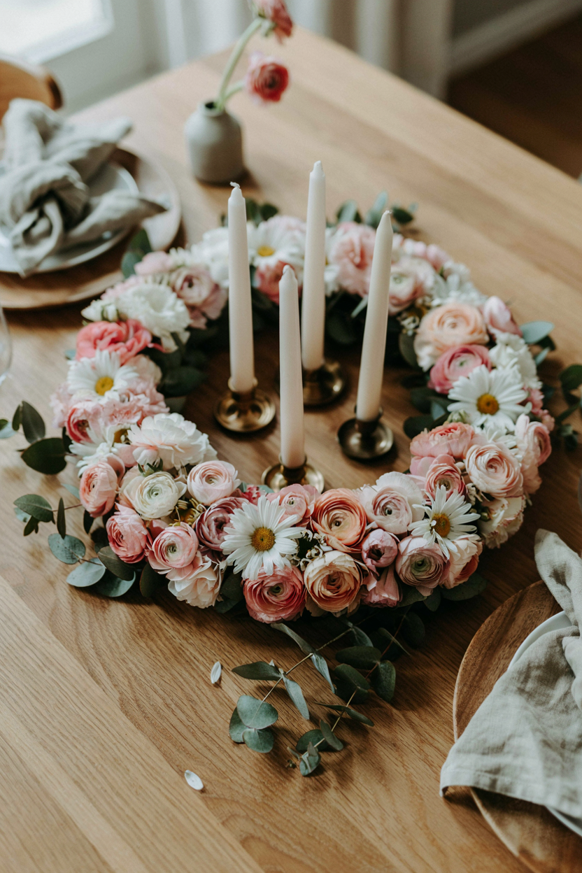 Fresh Floral Wreath Centerpiece Spring Tablescape Ideas