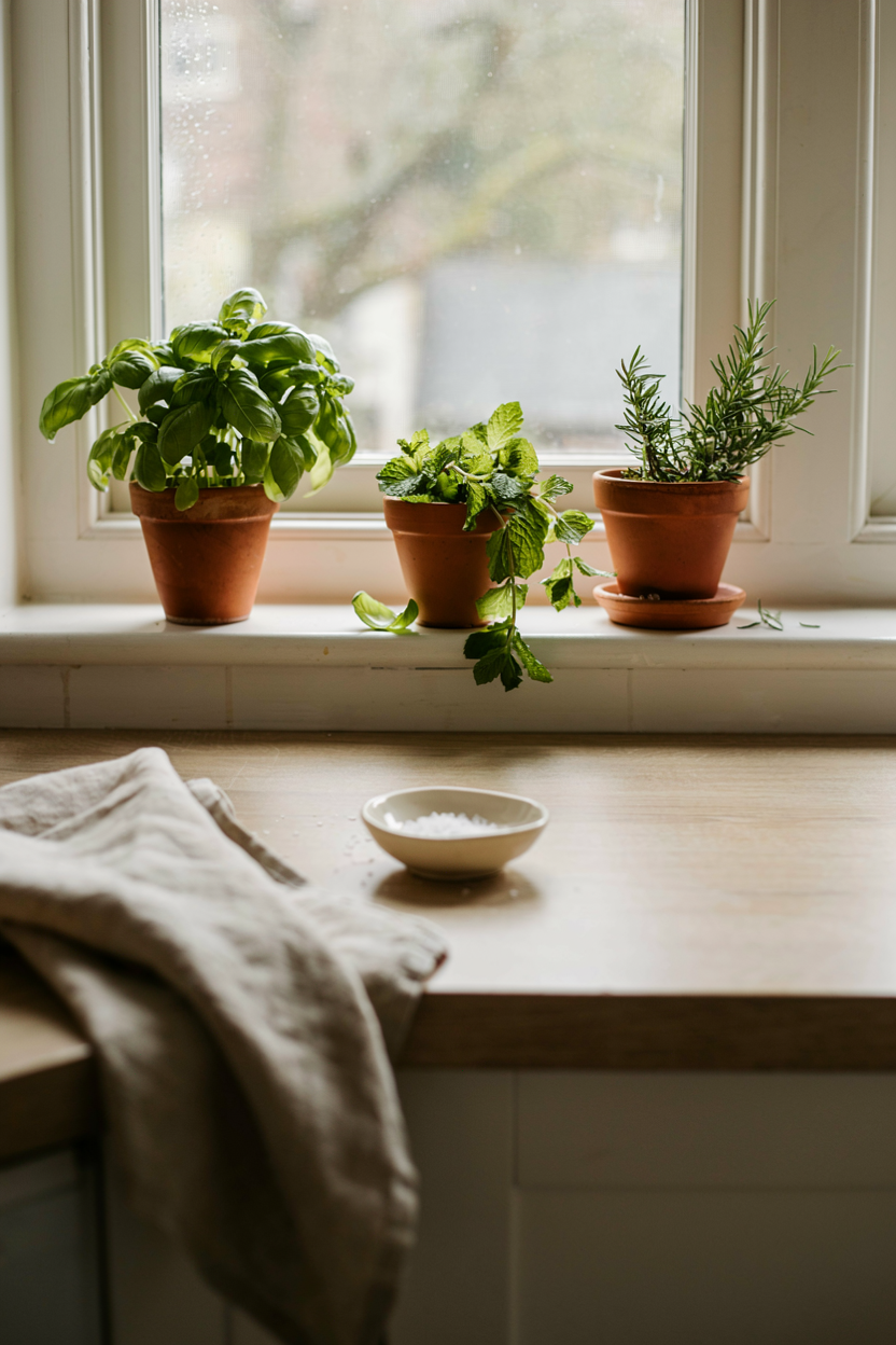 Fresh Herb Gardens on Sunny Windowsills