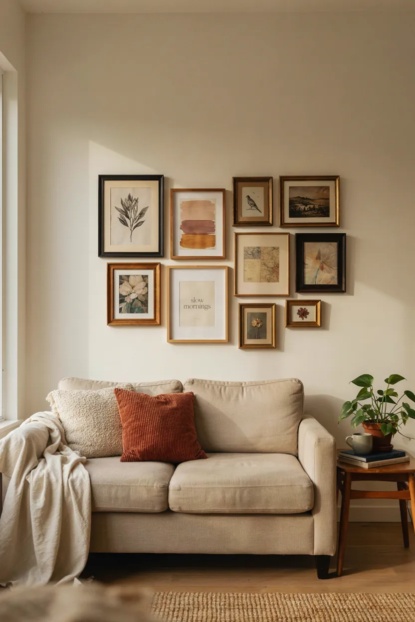 Gallery Wall with Mixed Frame Sizes
