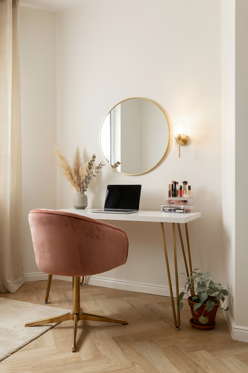  Glam Desk Nook for Work and Beauty Routines