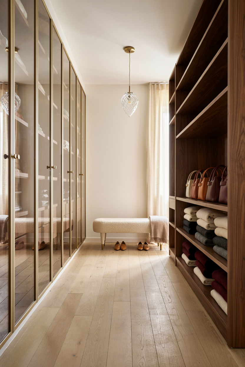  Glam Walk-In Closet with Organized Shelving