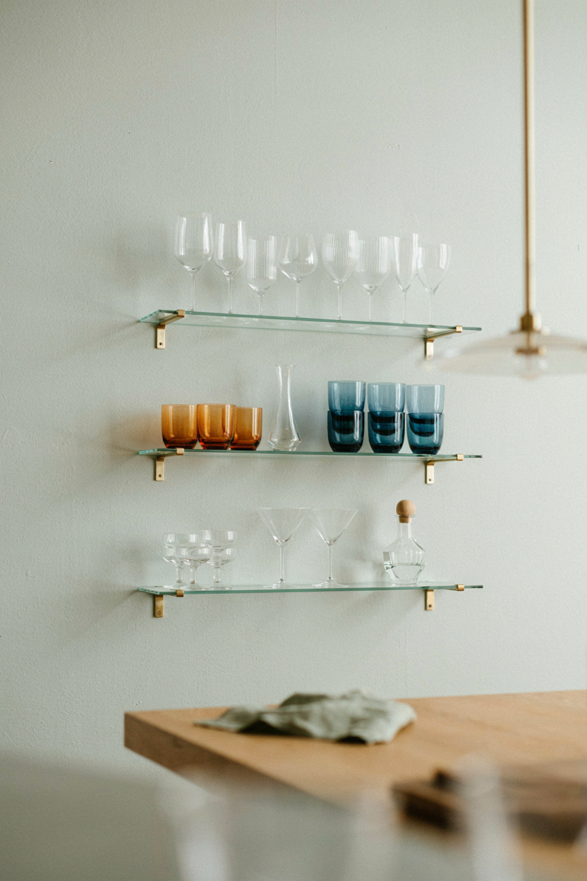 Glass Shelf Display for Modern Kitchens