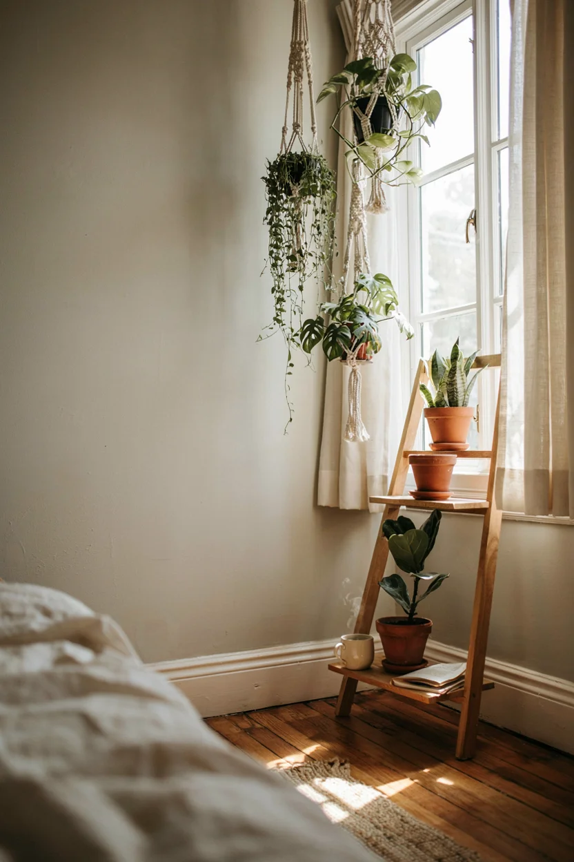 Hanging Plant Corner Bedroom