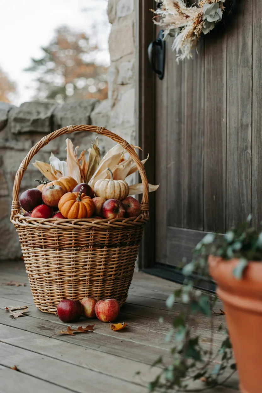 Harvest Basket Overflowing with Produce