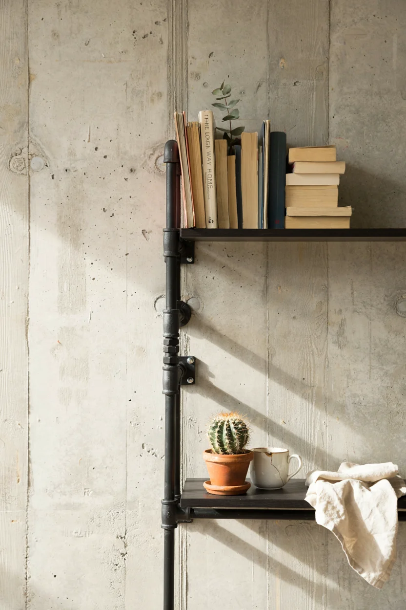  Industrial Pipe Shelving Adds Function