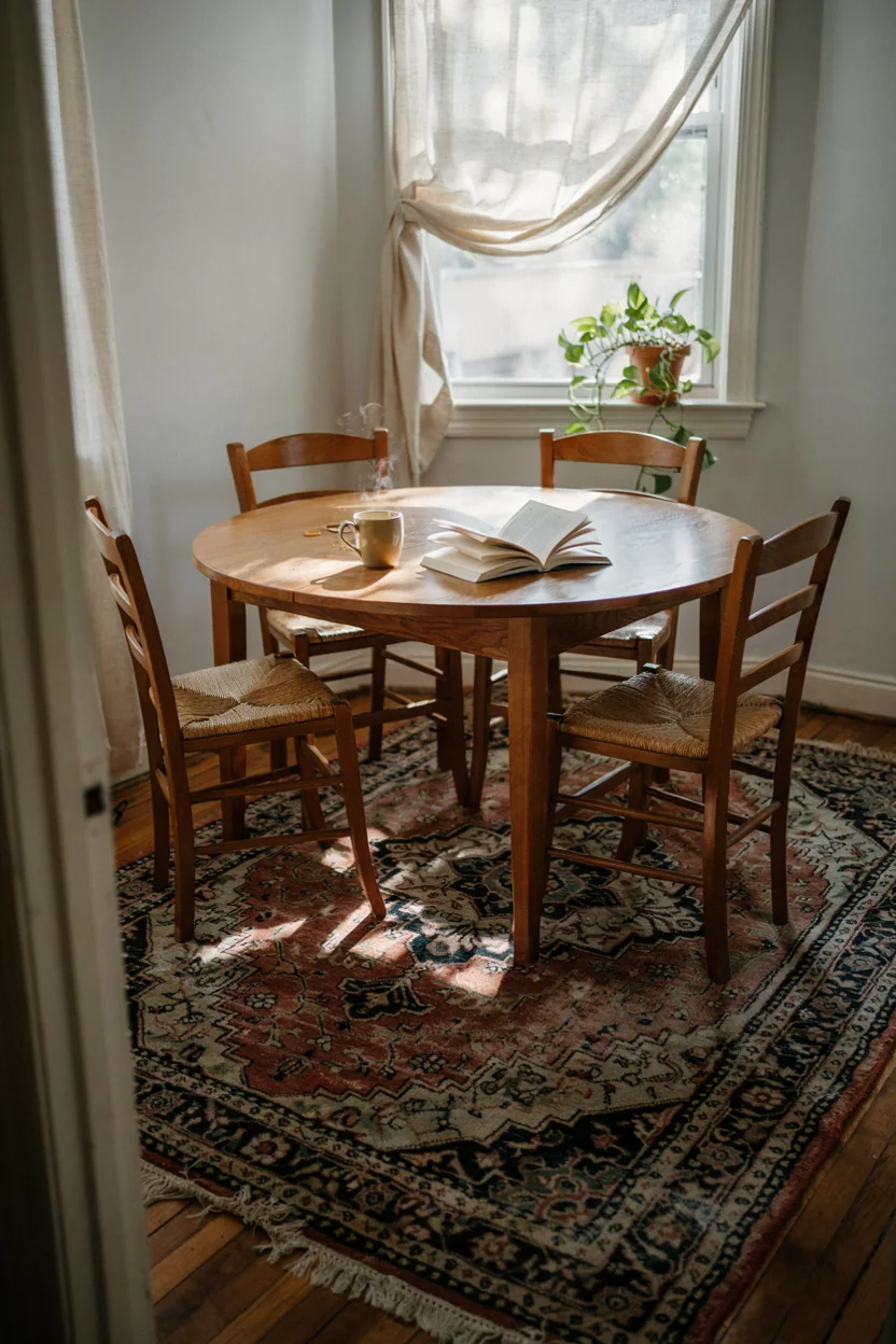 Kilim-Patterned Cushions in a Breakfast Nook