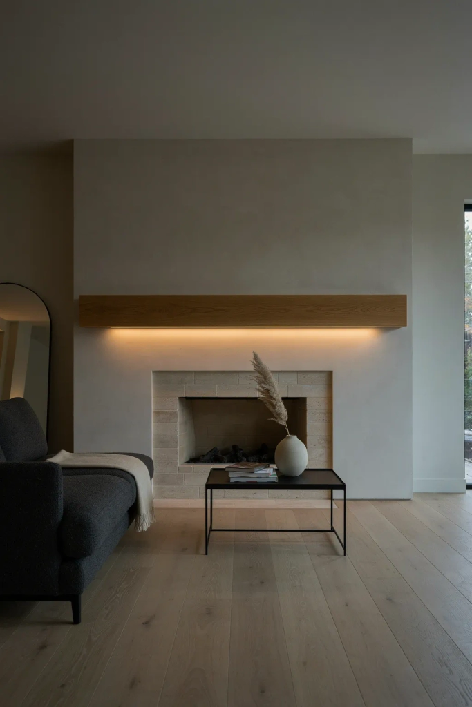 LED Strip Lighting Behind the Mantel