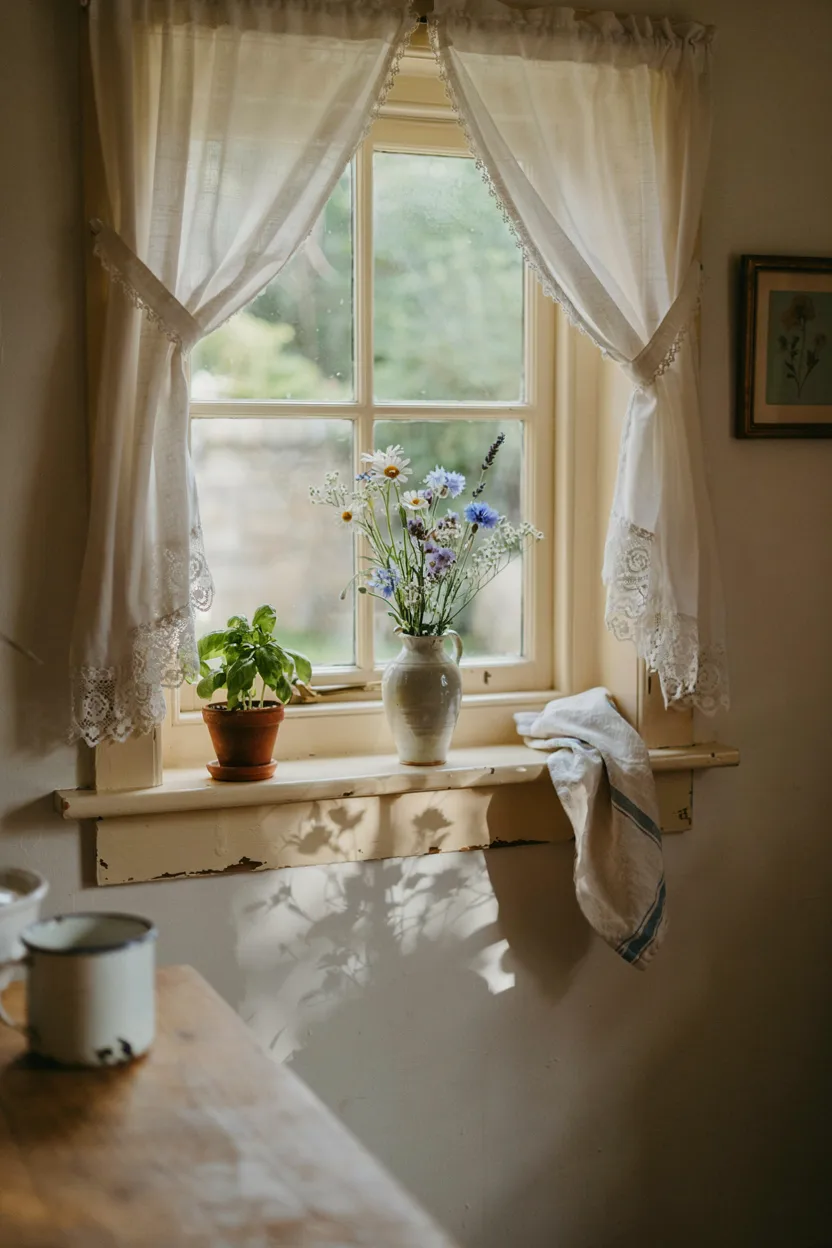 Lace-Trimmed Curtains