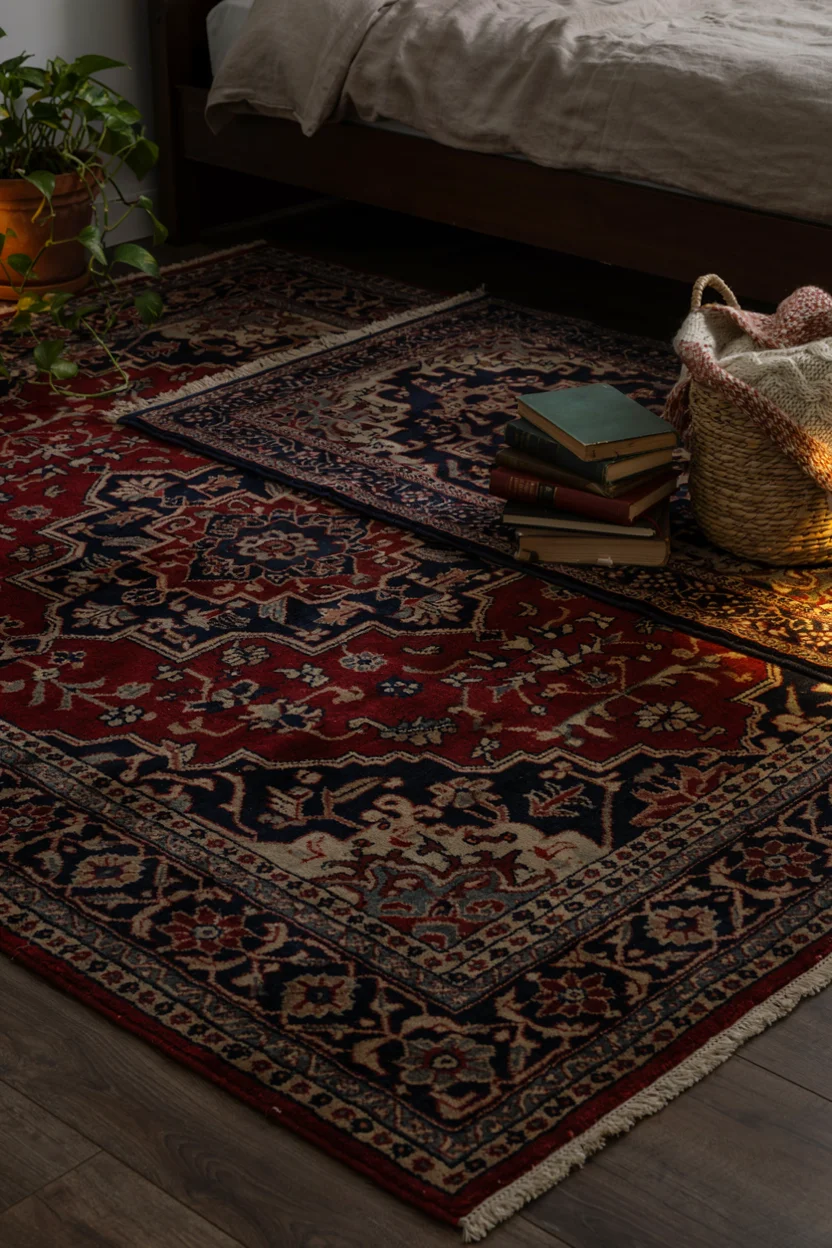 Layered Persian Rugs in Jewel Tones