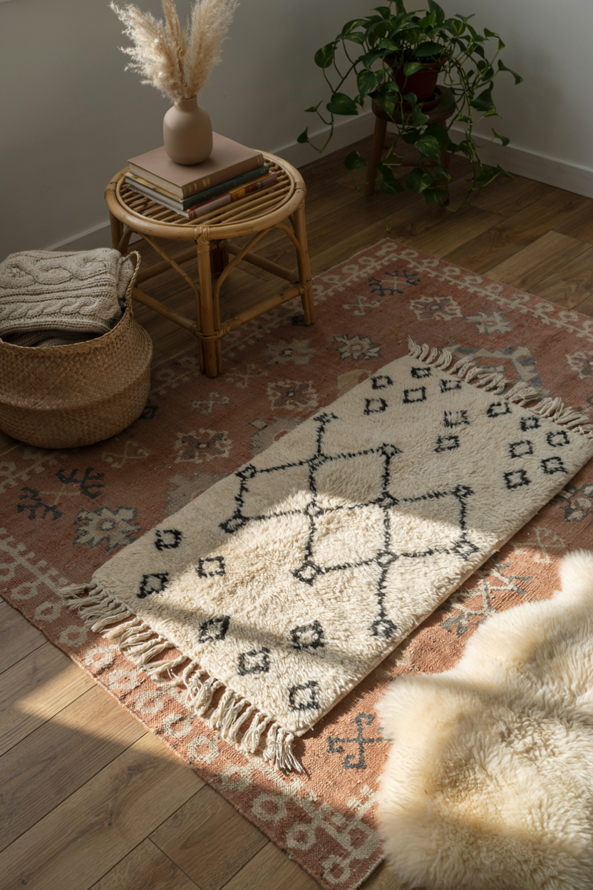 Boho Apartment IdeasLayered Rugs for Instant Boho Texture